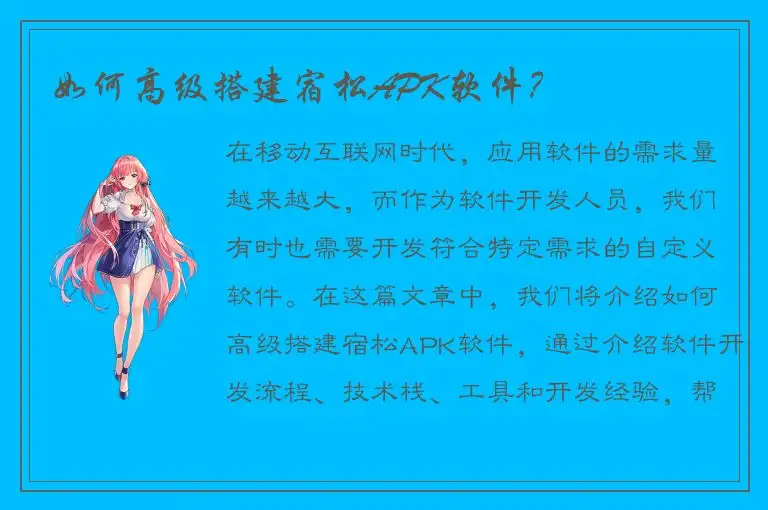 如何高级搭建宿松APK软件？