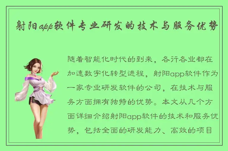 射阳app软件专业研发的技术与服务优势