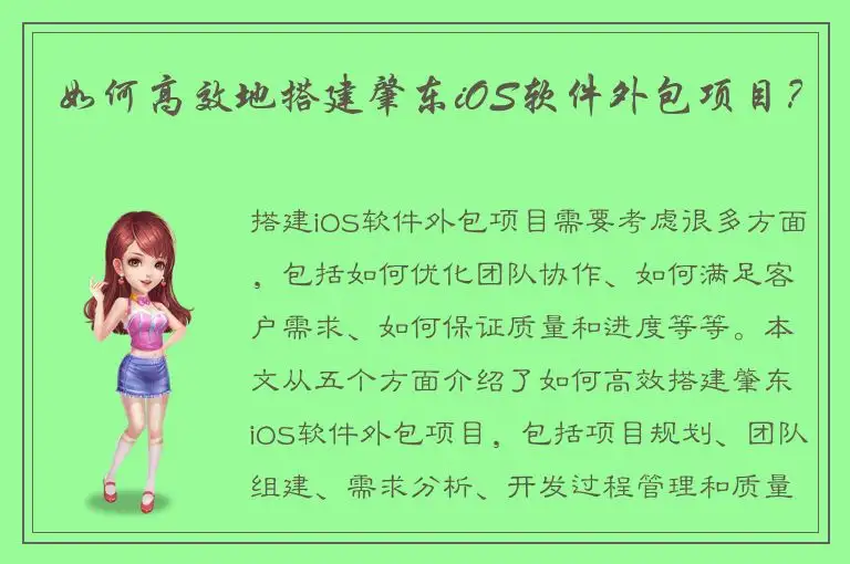如何高效地搭建肇东iOS软件外包项目？