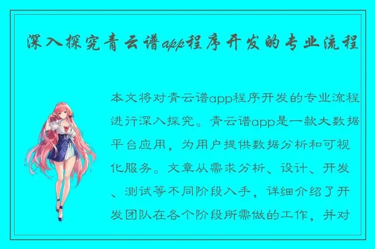 深入探究青云谱app程序开发的专业流程