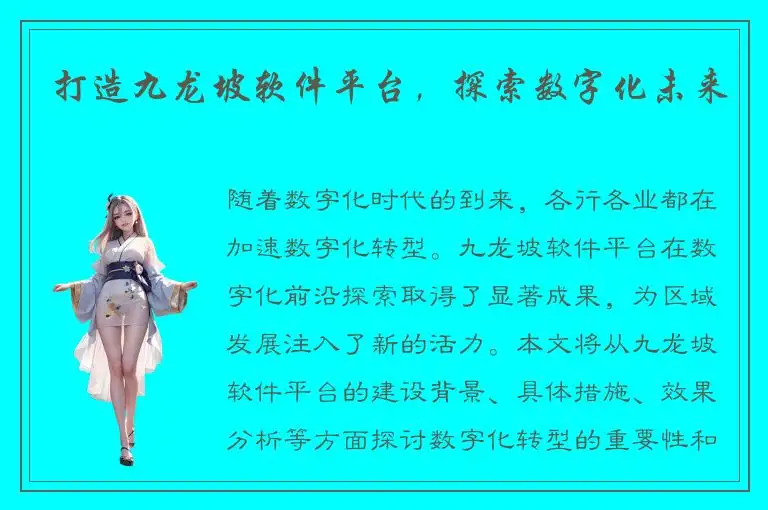 打造九龙坡软件平台，探索数字化未来