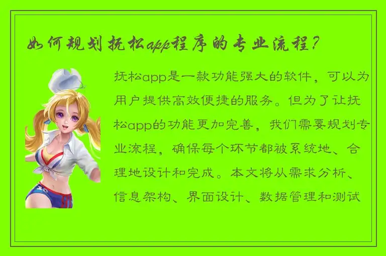如何规划抚松app程序的专业流程？