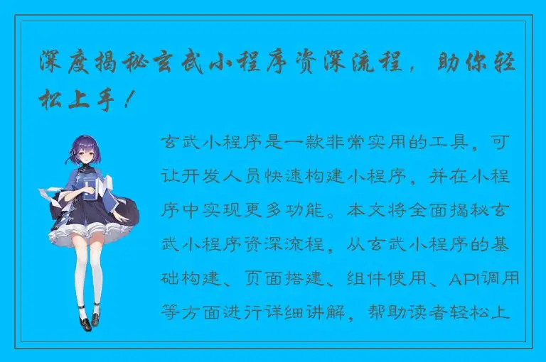 深度揭秘玄武小程序资深流程，助你轻松上手！