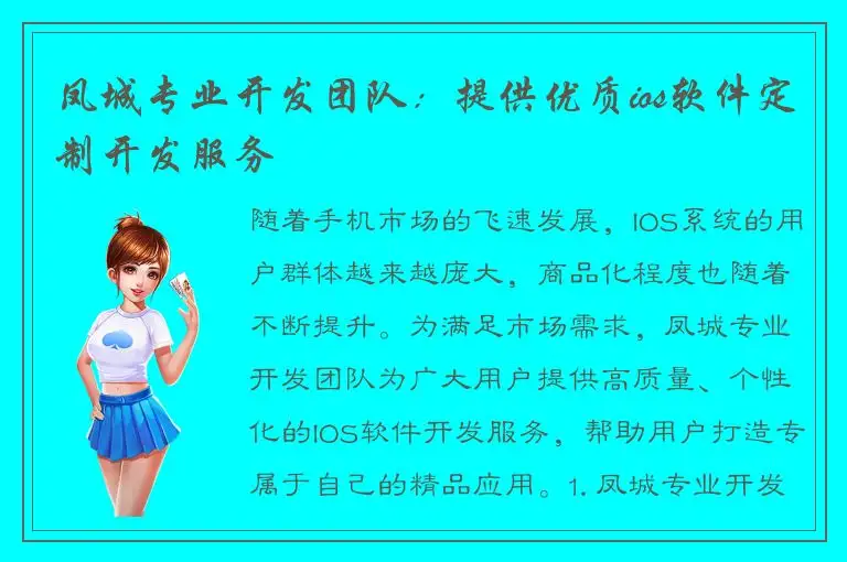 凤城专业开发团队：提供优质ios软件定制开发服务