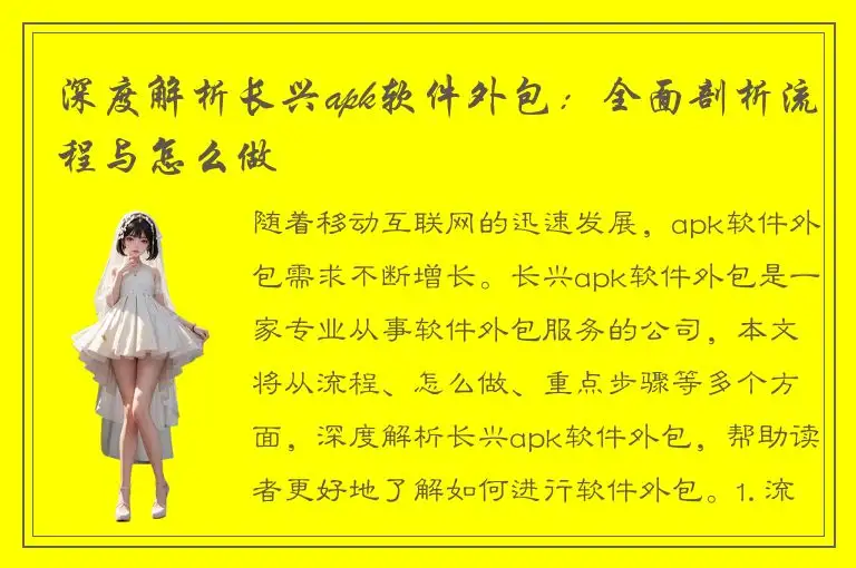 深度解析长兴apk软件外包：全面剖析流程与怎么做