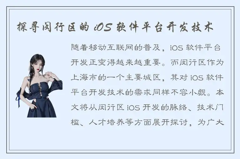 探寻闵行区的 iOS 软件平台开发技术
