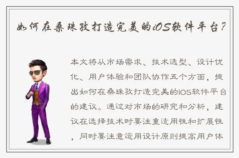 如何在桑珠孜打造完美的iOS软件平台？