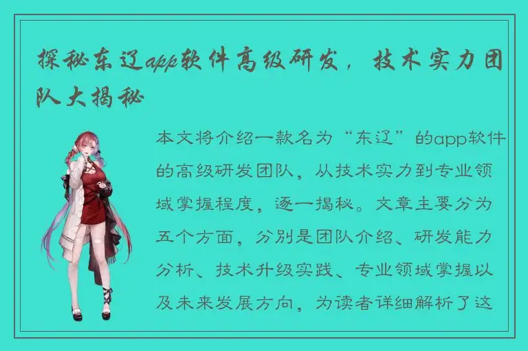 探秘东辽app软件高级研发，技术实力团队大揭秘