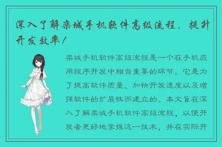 深入了解栾城手机软件高级流程，提升开发效率！