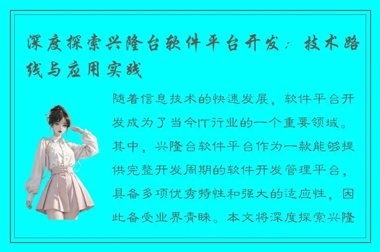 深度探索兴隆台软件平台开发：技术路线与应用实践