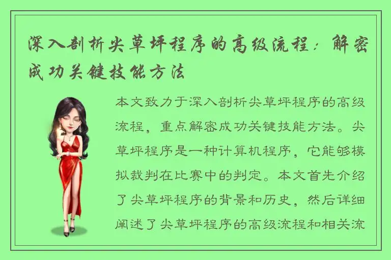 深入剖析尖草坪程序的高级流程：解密成功关键技能方法