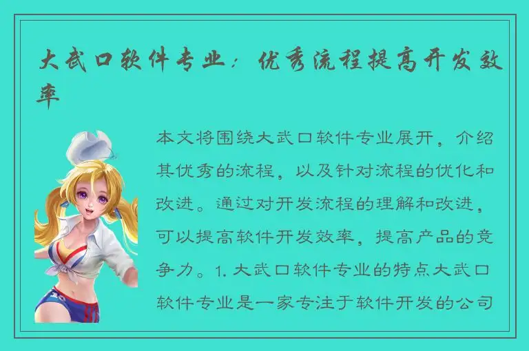 大武口软件专业：优秀流程提高开发效率