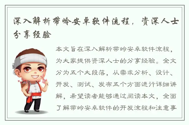 深入解析带岭安卓软件流程，资深人士分享经验