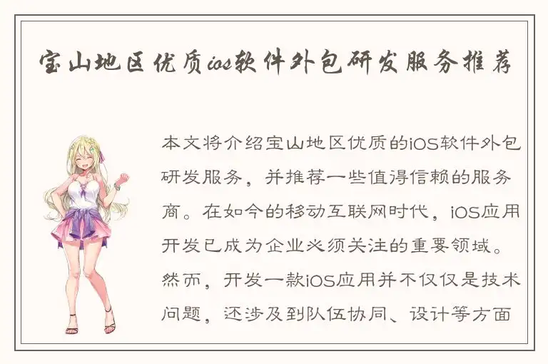 宝山地区优质ios软件外包研发服务推荐