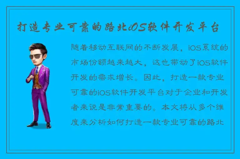 打造专业可靠的路北iOS软件开发平台
