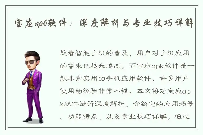 宝应apk软件：深度解析与专业技巧详解