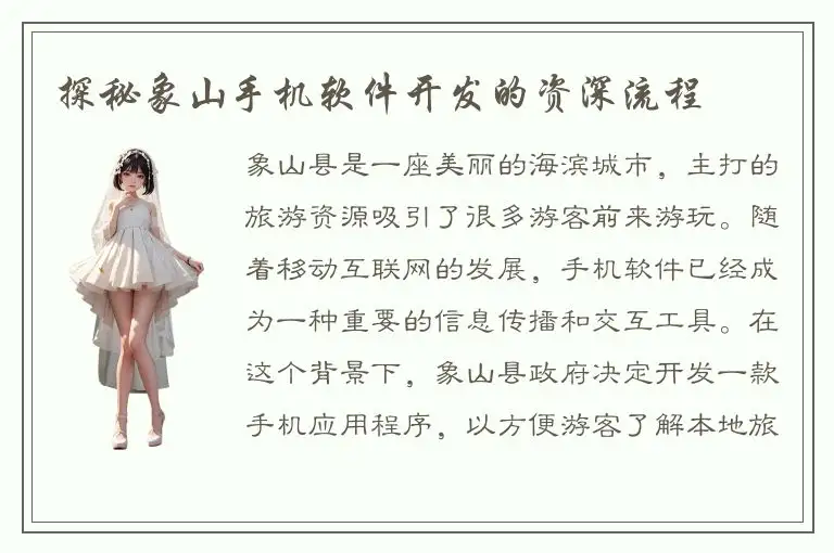 探秘象山手机软件开发的资深流程