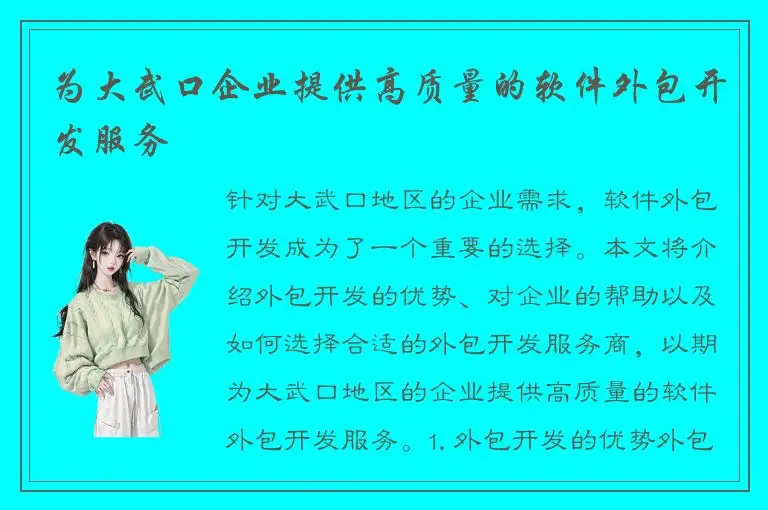 为大武口企业提供高质量的软件外包开发服务