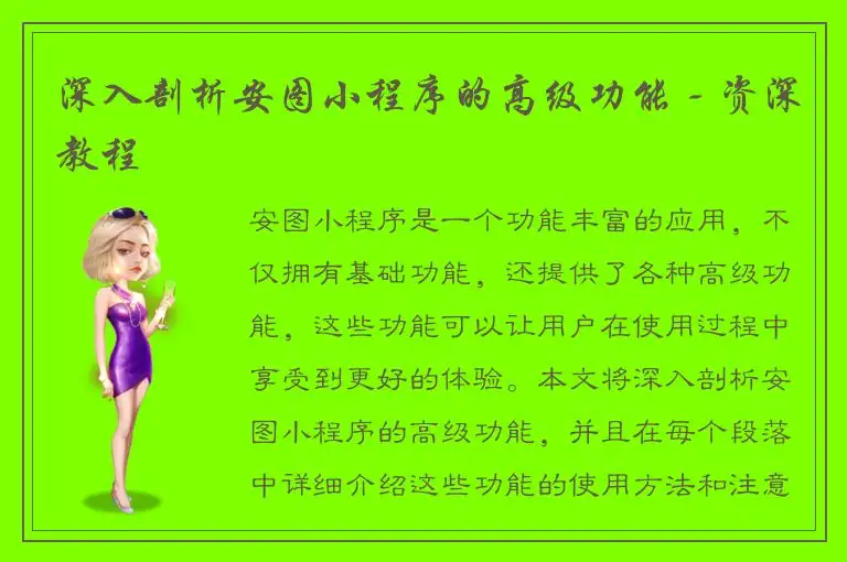 深入剖析安图小程序的高级功能 - 资深教程