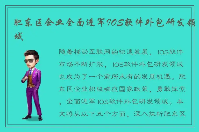 肥东区企业全面进军IOS软件外包研发领域