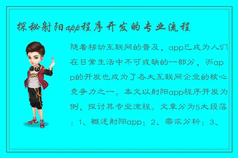 探秘射阳app程序开发的专业流程