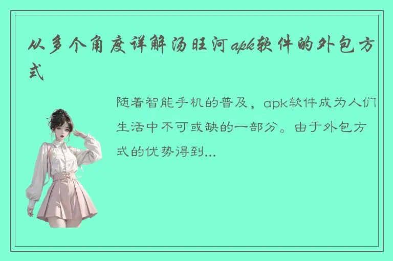 从多个角度详解汤旺河apk软件的外包方式