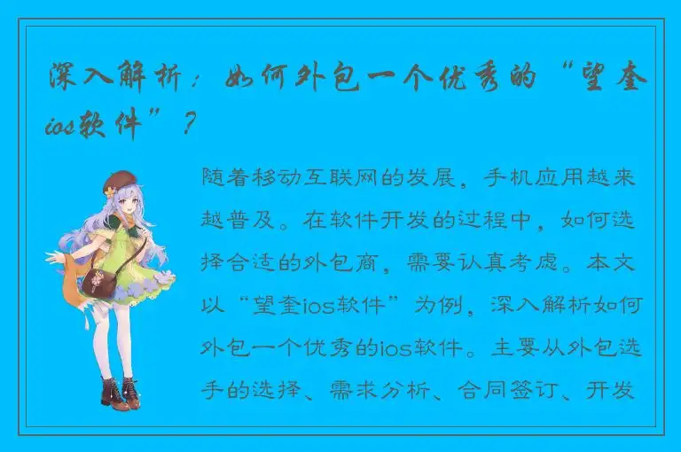 深入解析：如何外包一个优秀的“望奎ios软件”？