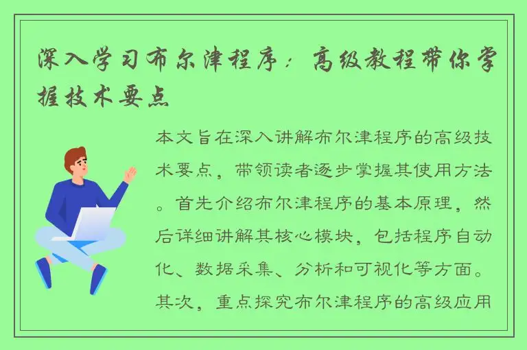深入学习布尔津程序：高级教程带你掌握技术要点