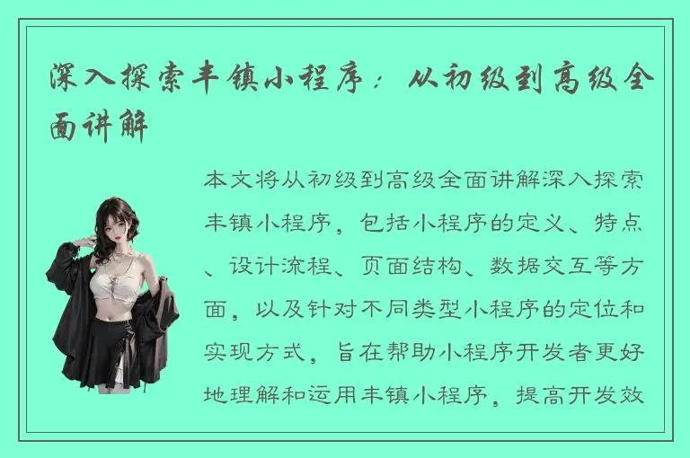 深入探索丰镇小程序：从初级到高级全面讲解