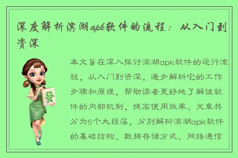 深度解析滨湖apk软件的流程：从入门到资深