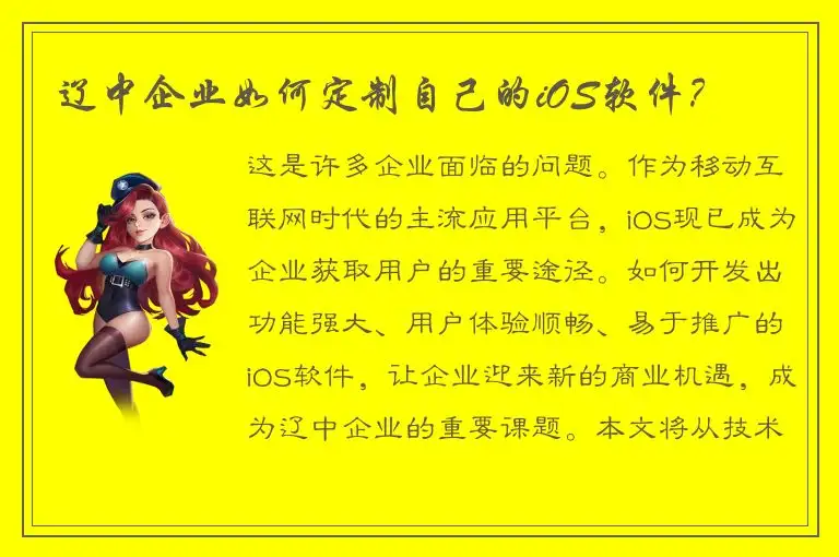 辽中企业如何定制自己的iOS软件？