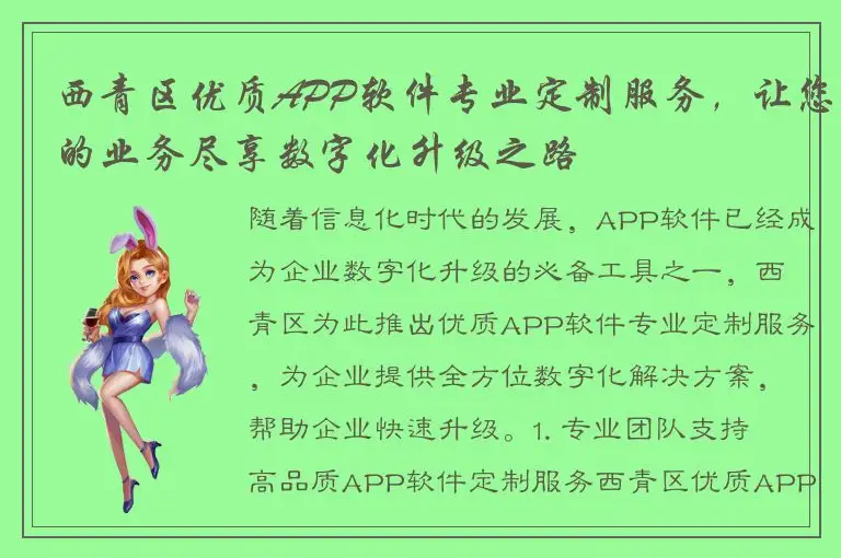 西青区优质APP软件专业定制服务，让您的业务尽享数字化升级之路