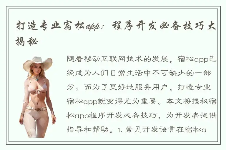 打造专业宿松app：程序开发必备技巧大揭秘
