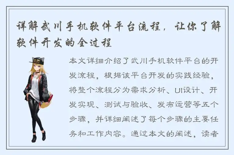 详解武川手机软件平台流程，让你了解软件开发的全过程