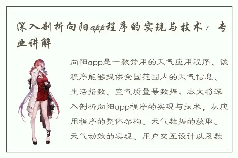 深入剖析向阳app程序的实现与技术：专业讲解