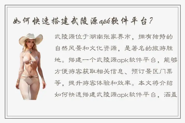 如何快速搭建武陵源apk软件平台？