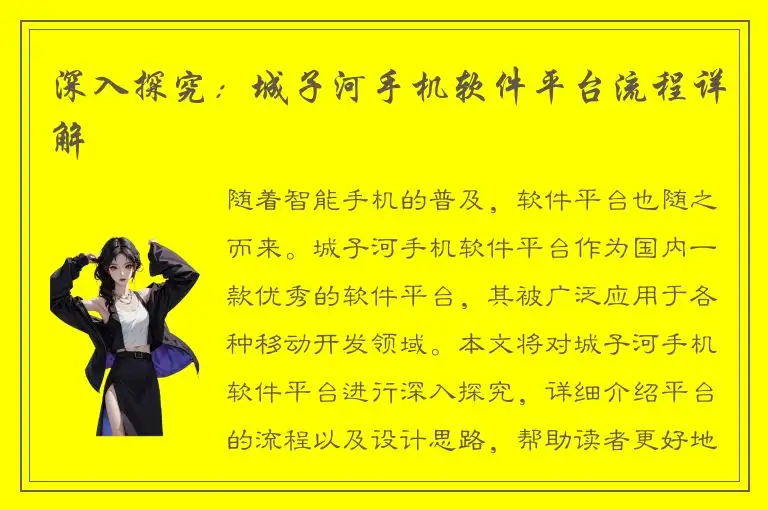 深入探究：城子河手机软件平台流程详解