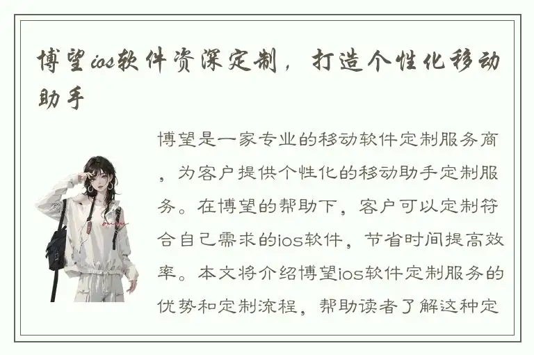 博望ios软件资深定制，打造个性化移动助手