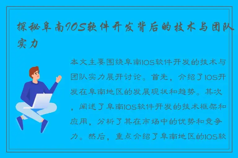 探秘阜南IOS软件开发背后的技术与团队实力