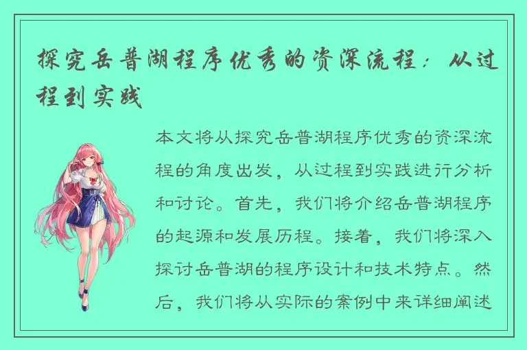 探究岳普湖程序优秀的资深流程：从过程到实践