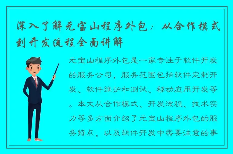 深入了解元宝山程序外包：从合作模式到开发流程全面讲解
