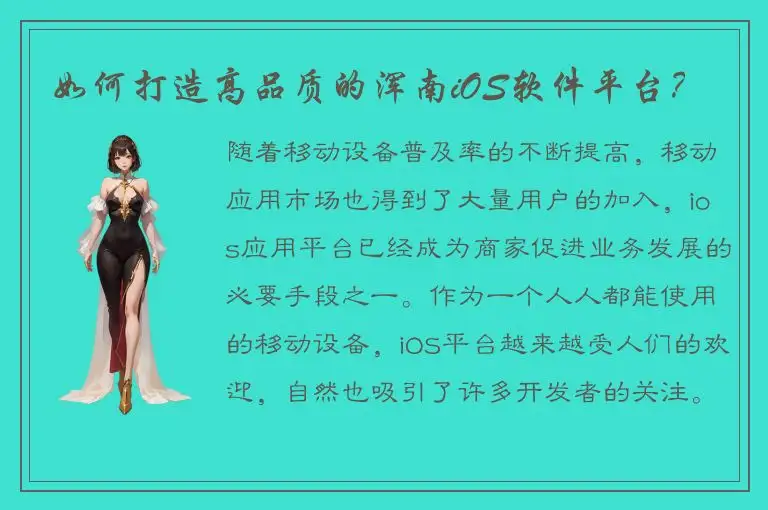 如何打造高品质的浑南iOS软件平台？