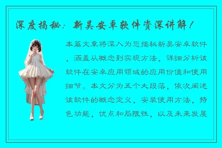 深度揭秘：新吴安卓软件资深讲解！