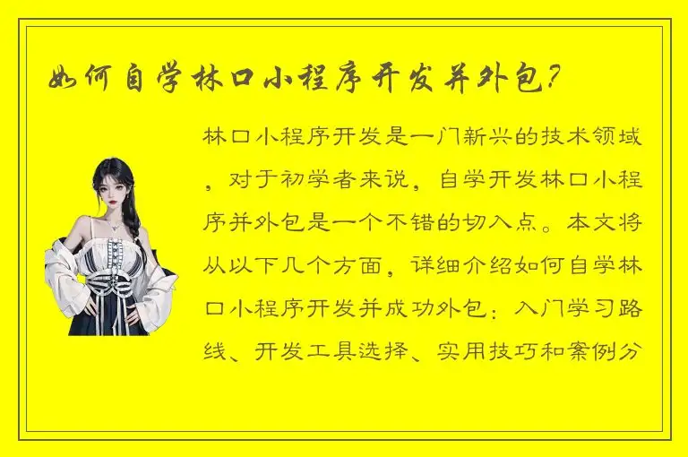 如何自学林口小程序开发并外包?