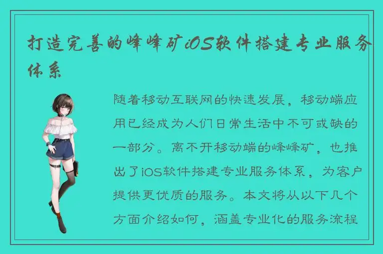 打造完善的峰峰矿iOS软件搭建专业服务体系