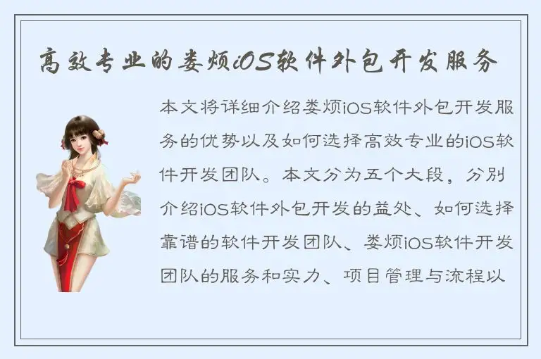 高效专业的娄烦iOS软件外包开发服务