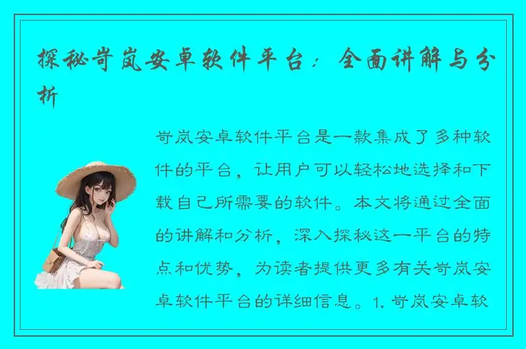 探秘岢岚安卓软件平台：全面讲解与分析