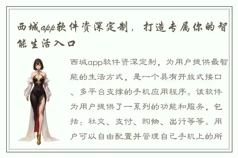 西城app软件资深定制，打造专属你的智能生活入口
