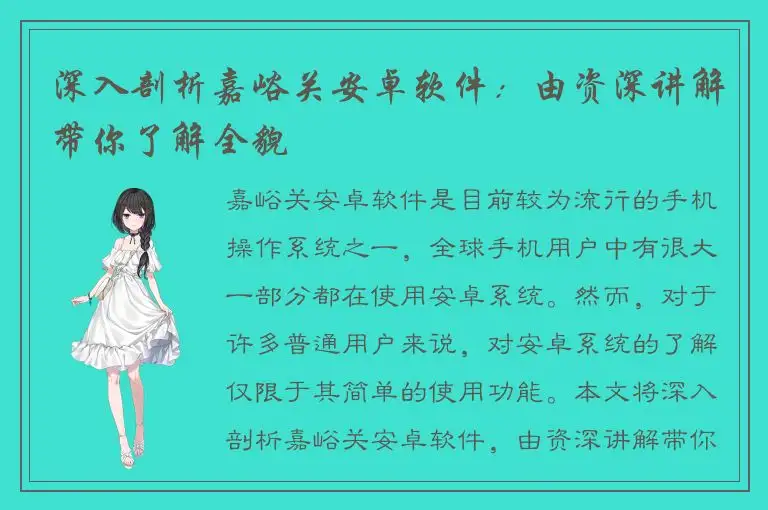 深入剖析嘉峪关安卓软件：由资深讲解带你了解全貌