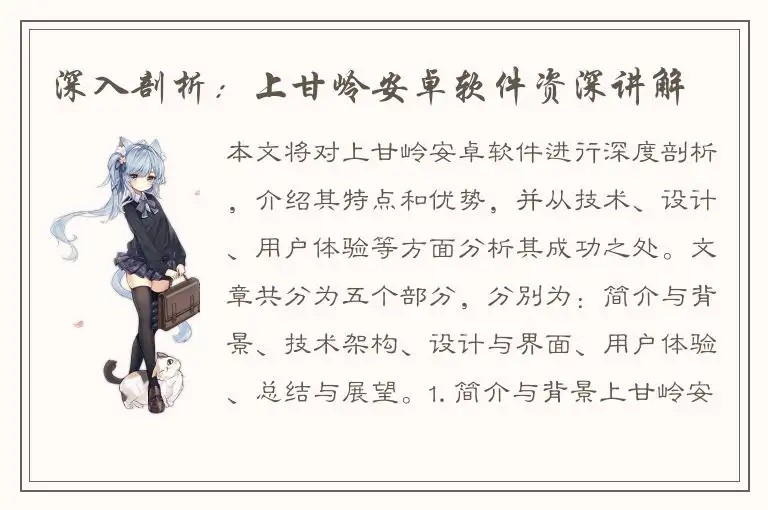 深入剖析：上甘岭安卓软件资深讲解